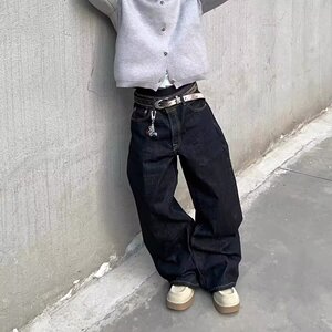 [008]阔腿牛仔裤休闲宽松丹宁直筒cleanfit长裤男A079-N1218-P44图片