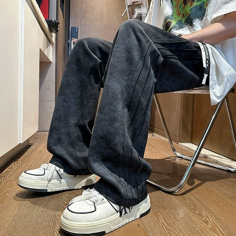 【网97】205加绒加厚裤子男士秋冬季宽松直筒裤A079-K156-P36-38,男装卫衣,电商A079