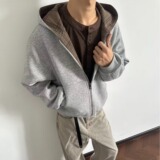【254】双面穿千鸟外套男情侣宽松开衫连帽卫衣A079-WY118-P55，女装短外套，电商A079