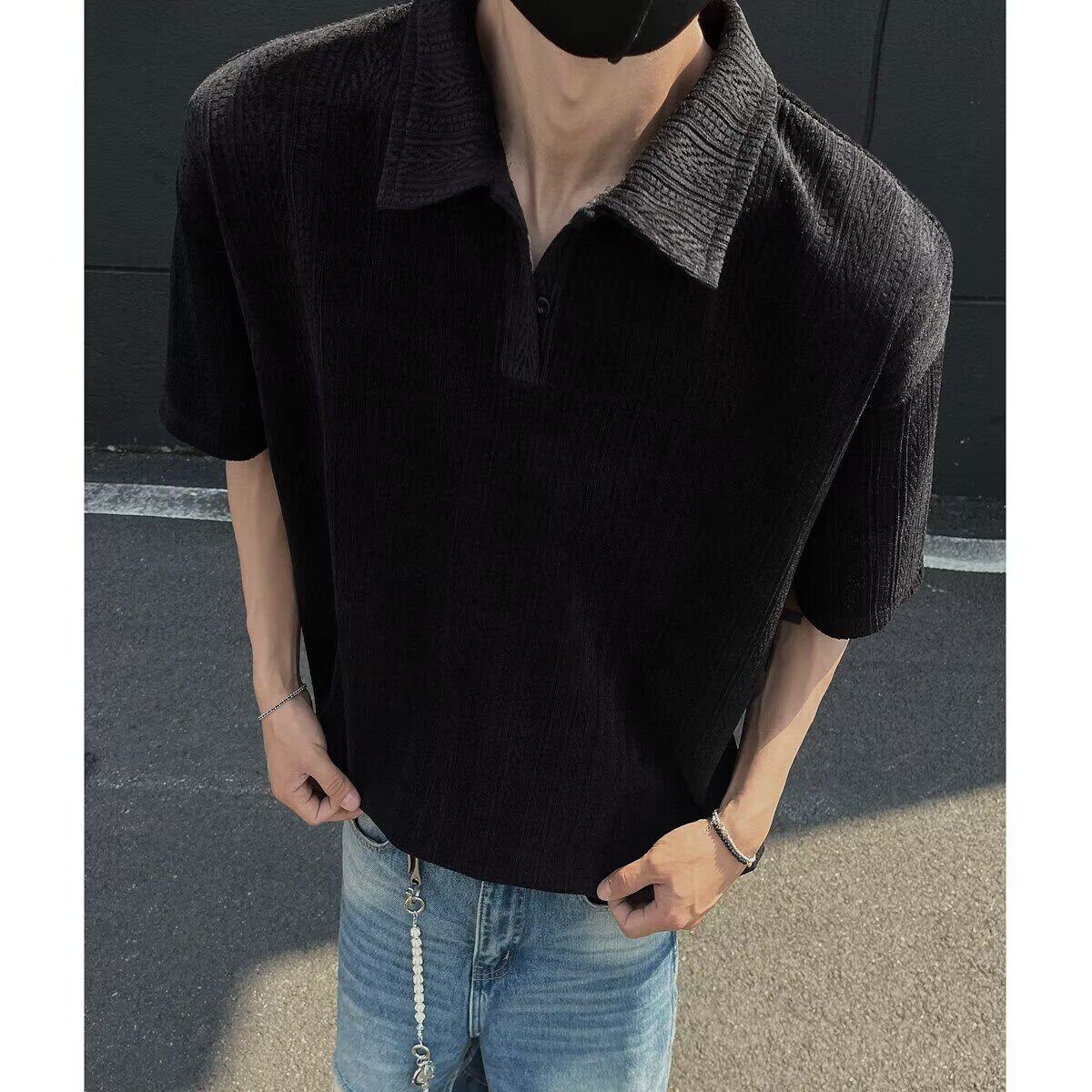 [012]麦穗纹提花polo领短袖t恤男半截袖上衣百搭A079-D925-P35,男装T恤,电商A079