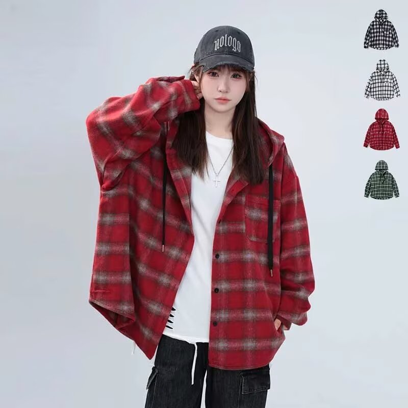 【网图有货14】25磨毛格子衬衫长袖情侣款A079-RS126-P49,男装衬衫,电商A079