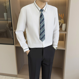 【006】男士衬衫隐藏扣纯色长袖日常商务修身正装A079-Y33-P37图片