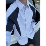 【网12】纹长袖衬衫男女宽松休闲衬衣A079-ZY48-P39，男装衬衫，电商A079
