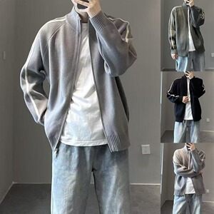 宽松简约立领针织开衫情侣毛衣A079-YM157-P63【网络图2】图片