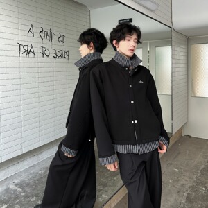 【7】假两件条纹拼接衬衫卫衣男款翻领A079-WY735-P52图片