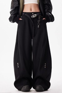 [002]弯刀西裤男女铆钉小众高级休闲垂坠阔腿裤A079-K334-P51图片