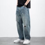 [008]破洞牛仔裤男直筒宽松百搭高街哈伦裤A079-K810-P47，男装牛仔裤，电商A079