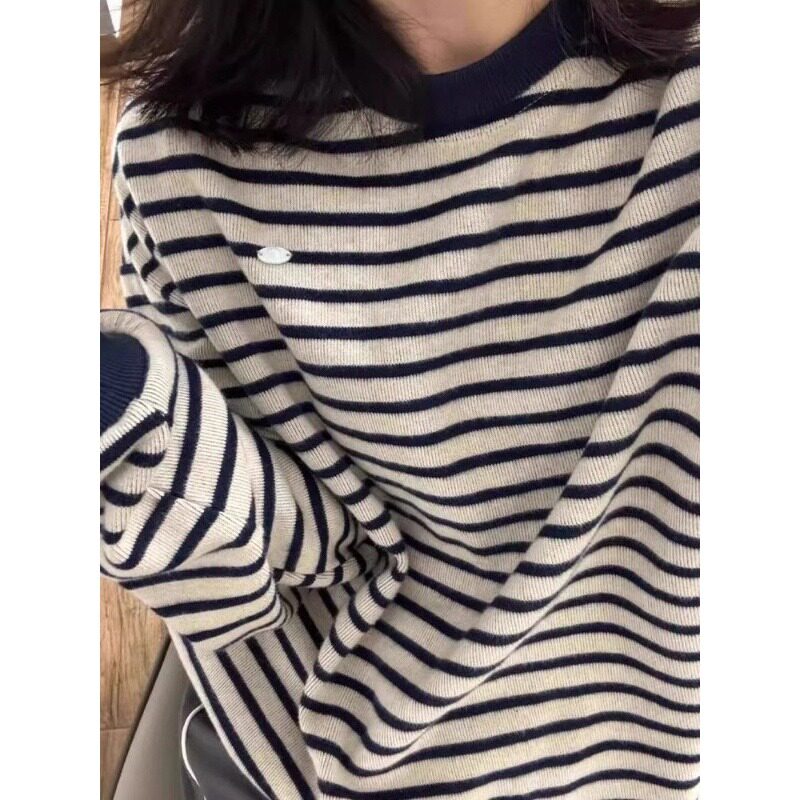【295】条纹毛衣圆领针织衫卫衣女秋冬新款宽松A079-1269-P44,男装针织衫/毛衣,电商A079