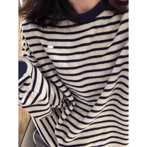 【295】条纹毛衣圆领针织衫卫衣女秋冬新款宽松A079-1269-P44