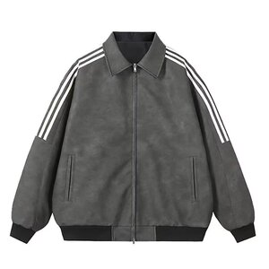 【网23】三条杠拼接立领运动夹克男宽松卫衣外套A079-J451-P63,男装夹克,电商A079