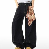 【网117】宽松休闲廓形百搭水洗阔腿长裤牛仔裤A079-M5019-P46，男装牛仔裤，电商A079