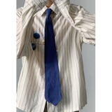 [006]胸章条纹衬衫男宽松休闲百搭长袖衬衣外套A079-S421-P50，男装衬衫，电商A079
