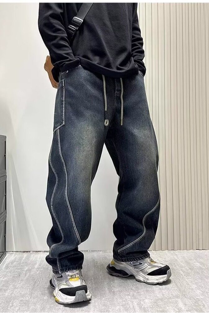 【079】新款男士长裤大兜拼接潮牌牛仔裤休闲A079-858-P49,男装牛仔裤,电商A079