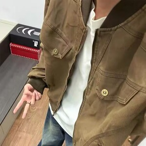 【136】工装夹克男装短款背后铆钉灯芯绒棒球领A079-J83-P65图片