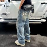 【网117】做旧泼墨牛仔裤男A079-7802-P49，男装牛仔裤，电商A079