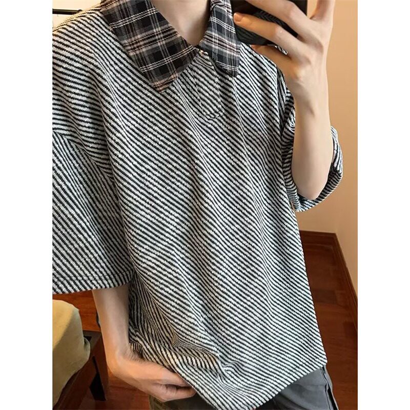 [012]T恤男士新款潮牌美式翻领polo衫宽松A079-D913-P37,男装T恤,电商A079