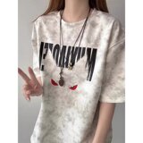 [003]短袖t恤男女夏季扎染宽松五分袖大码体恤衫A079-C645-P25，男装T恤，电商A079