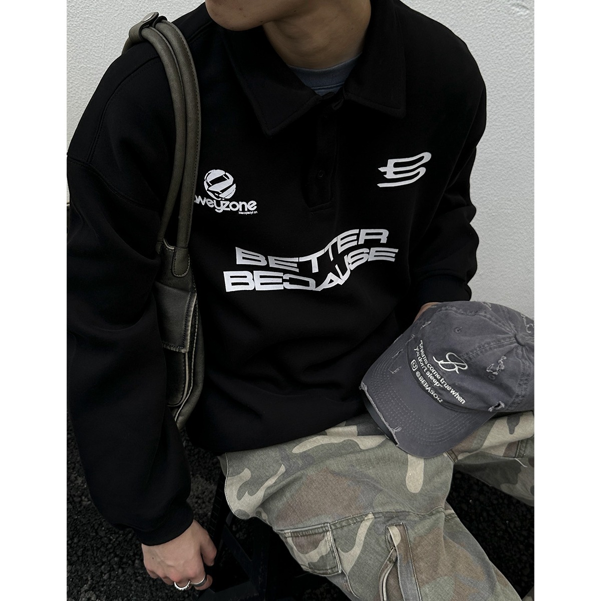 【200】25半拉链翻领卫衣男秋季纯棉POLO领A079-WY48-P44-50，男装Polo衫，电商A079