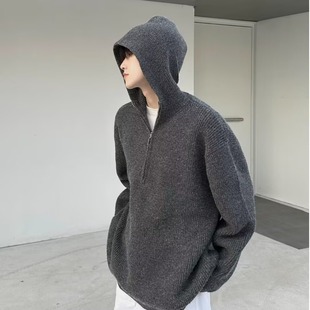 M341 宽松加厚外套A079 半拉链男秋冬连帽针织衫 P49 网116