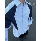 【网12】纹长袖衬衫男女宽松休闲衬衣A079-ZY48-P39，男装衬衫，电商A079