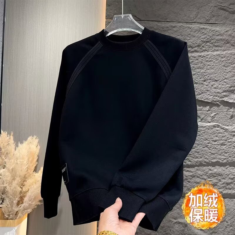 【001】休闲套头加绒长袖上衣服打底A079-A146-P36，男装T恤，电商A079