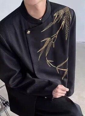 [001]男衣服立领中山装金竹刺绣礼服西装外套A079-XZ331-P69