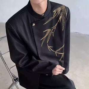 [001]男衣服立领中山装金竹刺绣礼服西装外套A079-XZ331-P69图片