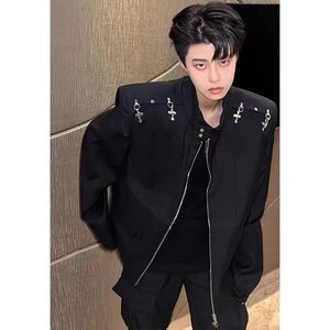 【网12】垫肩西装外套男金属飞机扣设计感夹克A079-2579-P72图片