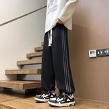 【235】款潮牌三条杠直筒长裤运动学生休闲裤A079-K169加绒-P39，男装卫衣，电商A079