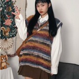 【网59】25条纹无袖针织衫马甲男女V领毛衣背心A079-789-P45，男装背心/马甲，电商A079