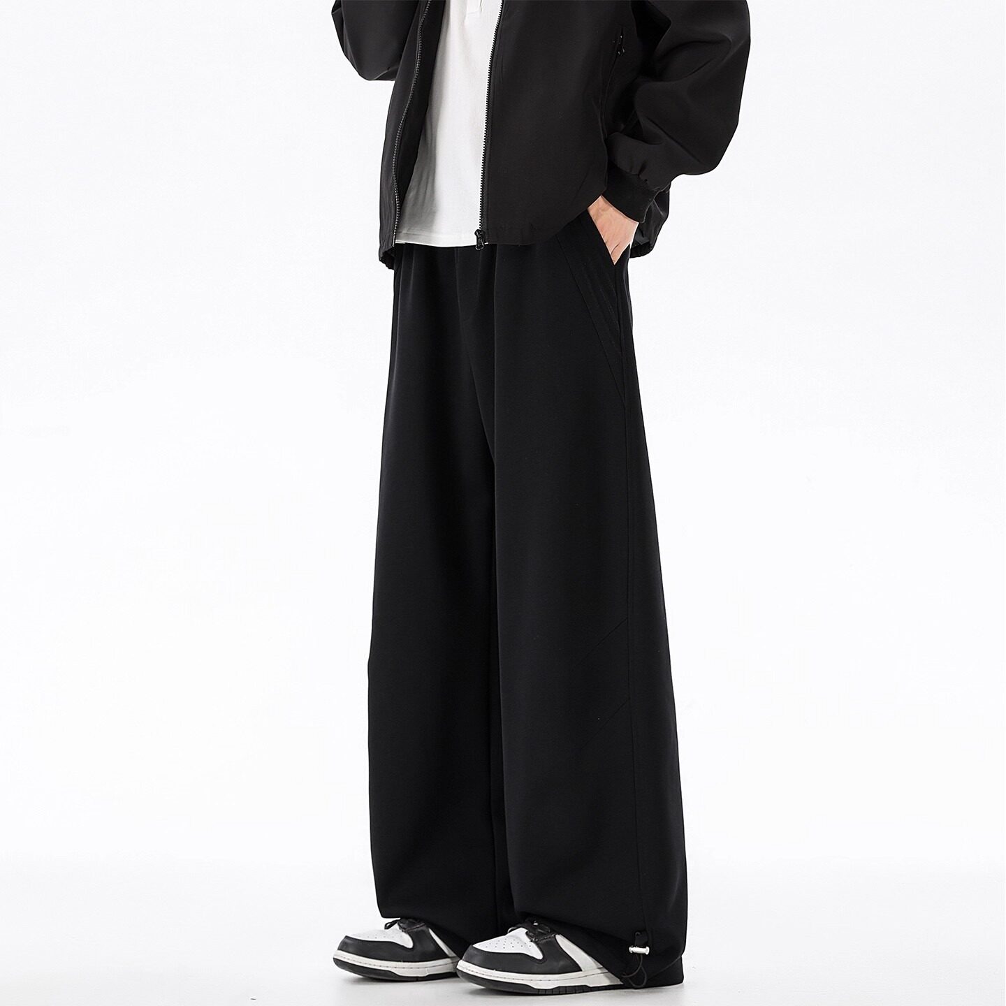 【236】宽松腰常规纯色廓形阔腿休闲裤长裤A079-K201-p42，男装休闲裤，电商A079