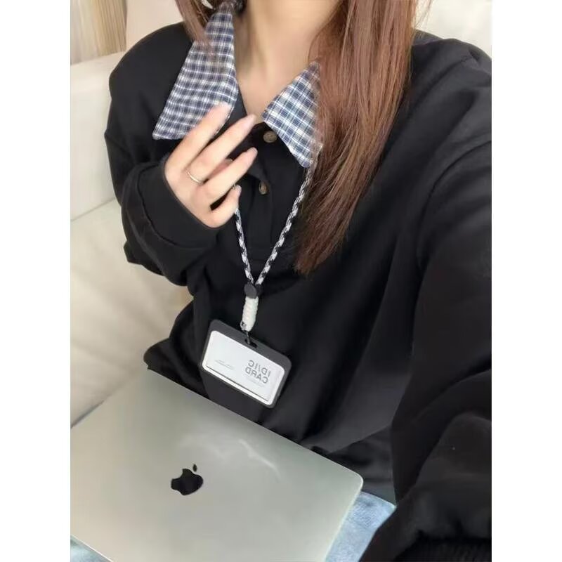 [004]休闲POLO领卫衣男假两件宽松上衣格子领A079-HY06-P39,男装Polo衫,电商A079