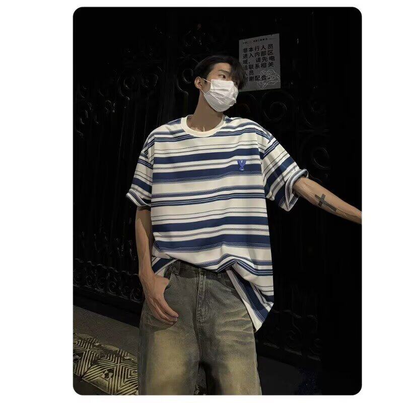 [003]新款宽松百搭圆领潮学生条纹短袖t恤男A079-SK42-P25,男装T恤,电商A079