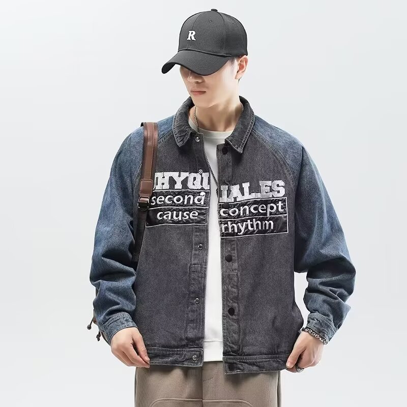 【网145】2025刺绣牛仔外套男装潮牌宽松A079-Y8011-P44,男装工装外套,电商A079