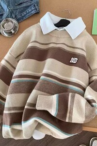 【网124】休闲条纹圆领毛衣男针织衫秋冬A079-MY825-P43图片