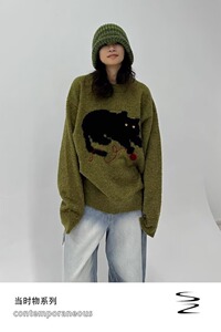【300】日系猫咪毛衣刺绣立体小球针织衫毛衣A079-MY41-P51图片