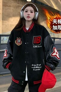 【299】秋冬季夹棉加厚百搭宽松情侣拼接夹克A079-A02-P72图片