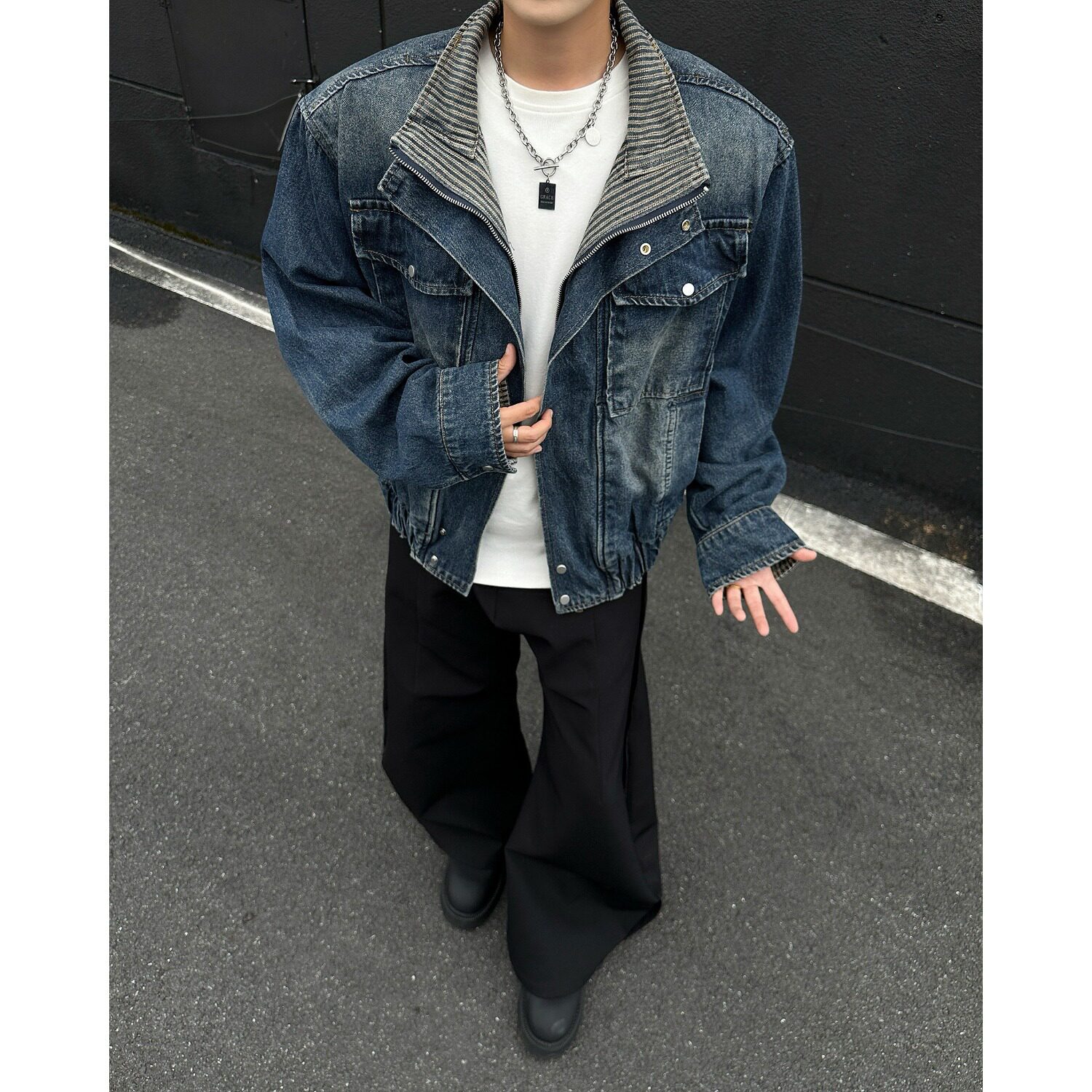 【网7】25两件重磅高级感牛仔外套男女夹克A079-JK8648-P81,男装工装外套,电商A079