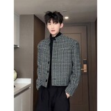 【网45】香风短款垫肩格子外套A079-W73-P63，女装短外套，电商A079