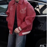 【77】5酒红色pu皮夹克外套飞行员棒球服男A079-3612-P67，男装夹克，电商A079
