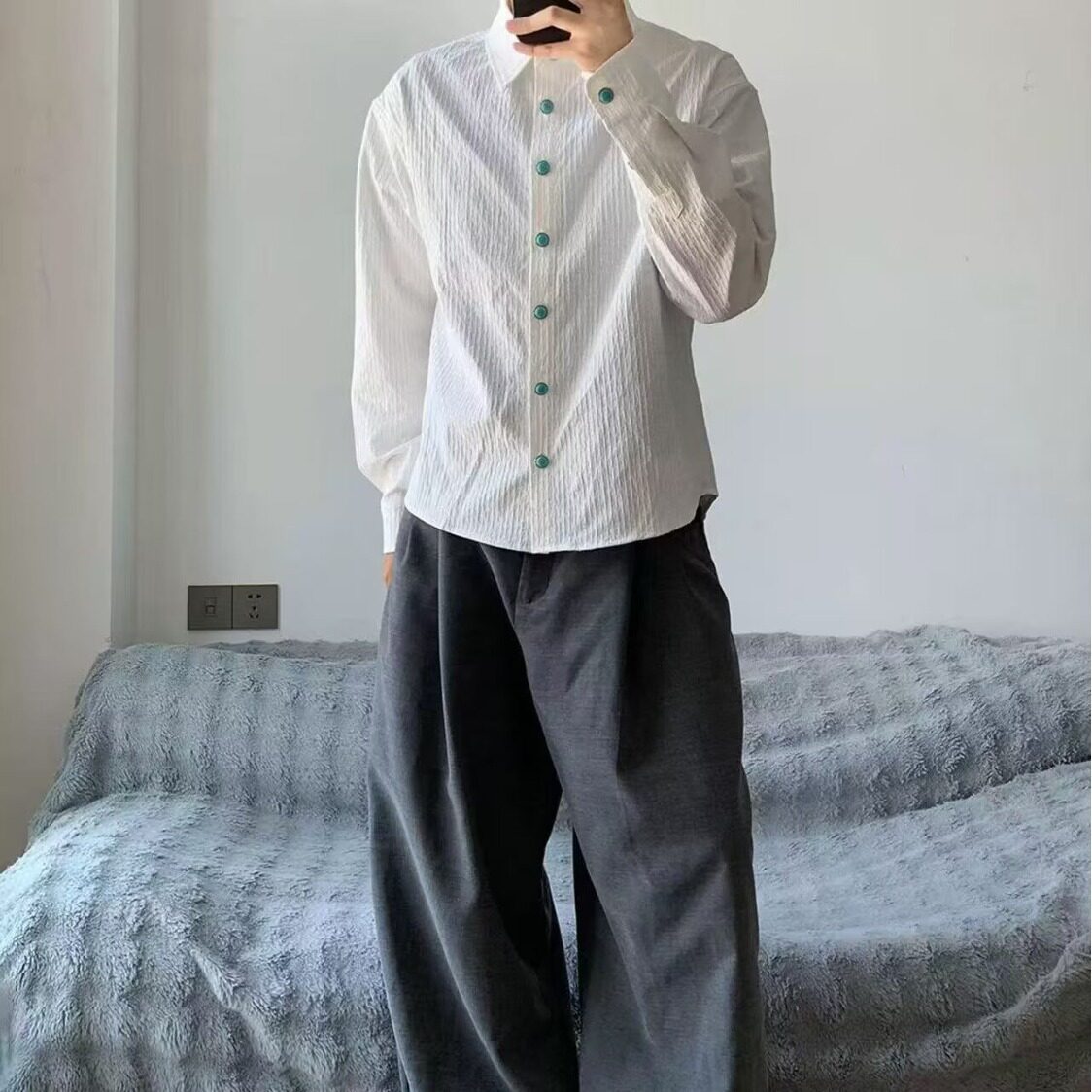 【218】长袖男衬衫休闲百搭男衬衫男士A079-CS51-P51,男装衬衫,电商A079