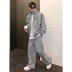 【网6】可二开立领垫肩卫衣外套大码男运动长裤套装A079-106-P85图片
