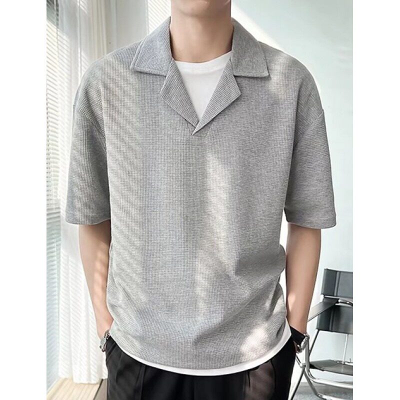 [012]短袖POLO衫男宽松半袖上衣V型翻领t恤男A079-T538-P27，男装T恤，电商A079