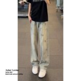 [008]牛仔裤宽松设计感小众渐变直筒裤A079-N7095-P42，男装牛仔裤，电商A079