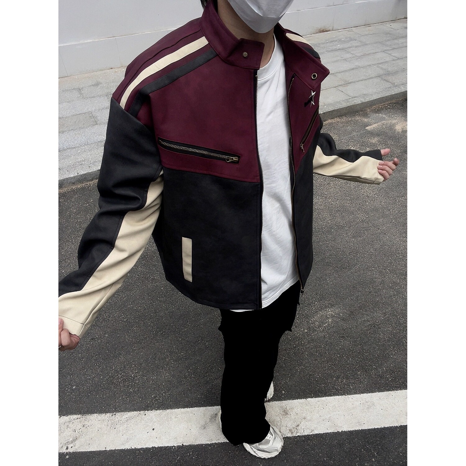【网7】立领刺绣夹克拼色外套A079-JK8573-P65,男装夹克,电商A079