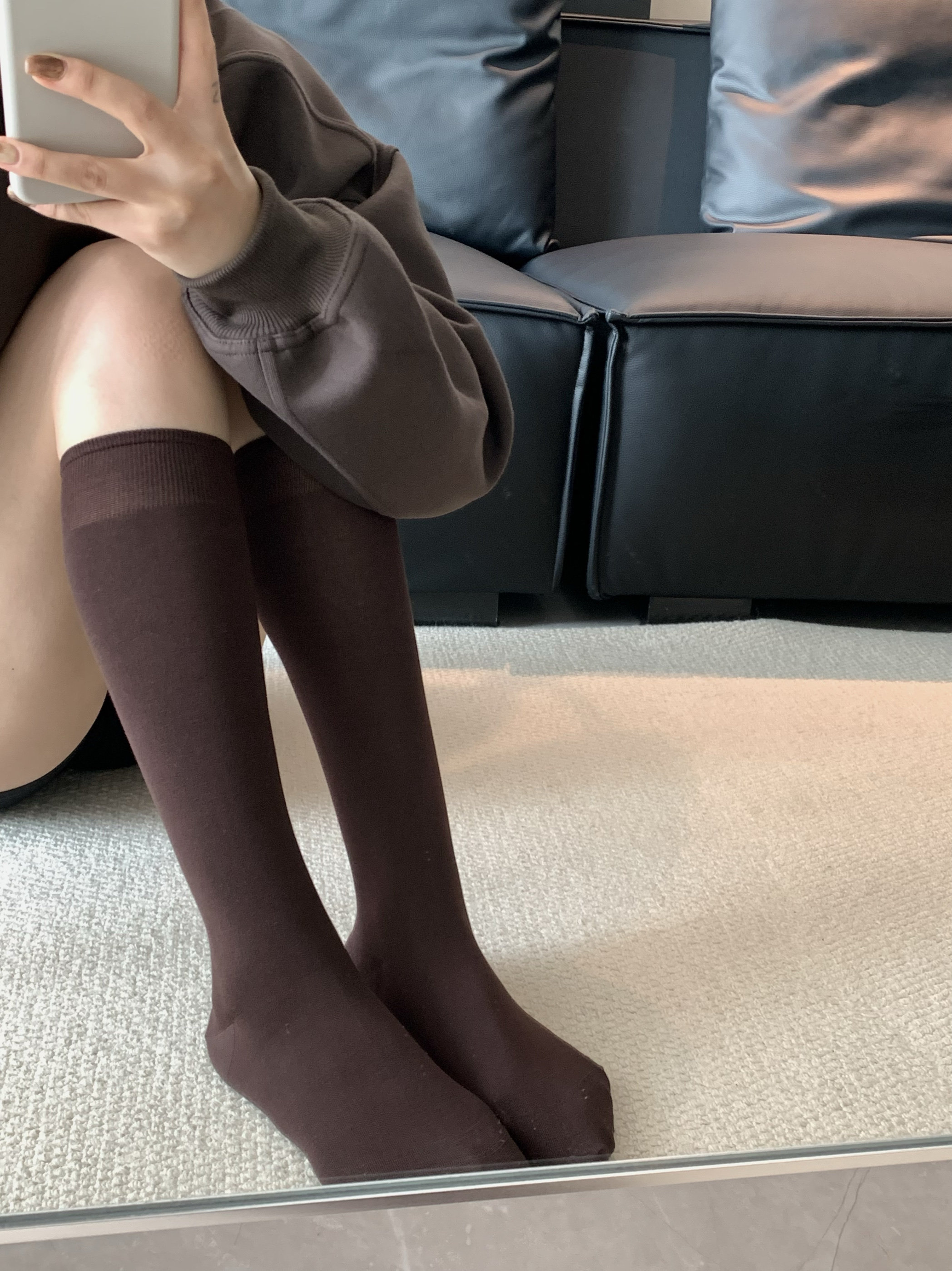 ALGAMCANDY 羊毛纯色显瘦小腿袜女 堆堆袜,女士内衣/男士内衣/家居服,长筒袜,淘宝优惠券,粉丝福利购,淘宝优惠卷