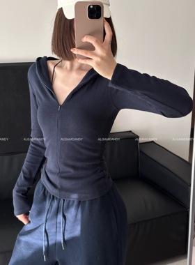 ALGAM CANDY 秋冬半拉链开衫连帽长袖女 显瘦百搭0206