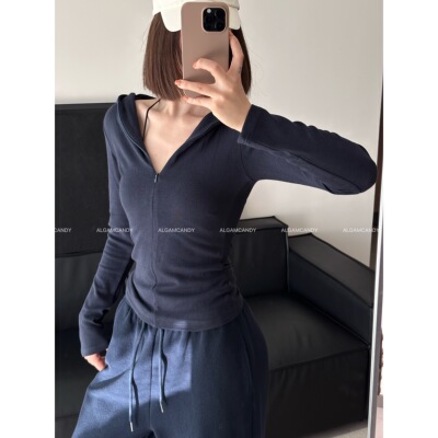 ALGAMCANDY半拉链开衫连帽长袖