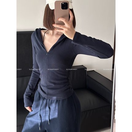 ALGAM CANDY 秋冬半拉链开衫连帽长袖女 显瘦百搭0206