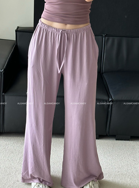 ALGAM CANDY 面膜裤 裸感运动健身松紧抽绳宽松阔腿裤 休闲卫裤
